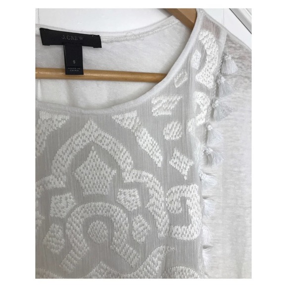 J. Crew | Linen Boho Pom Fringe Detailed Blouse - Picture 7 of 10